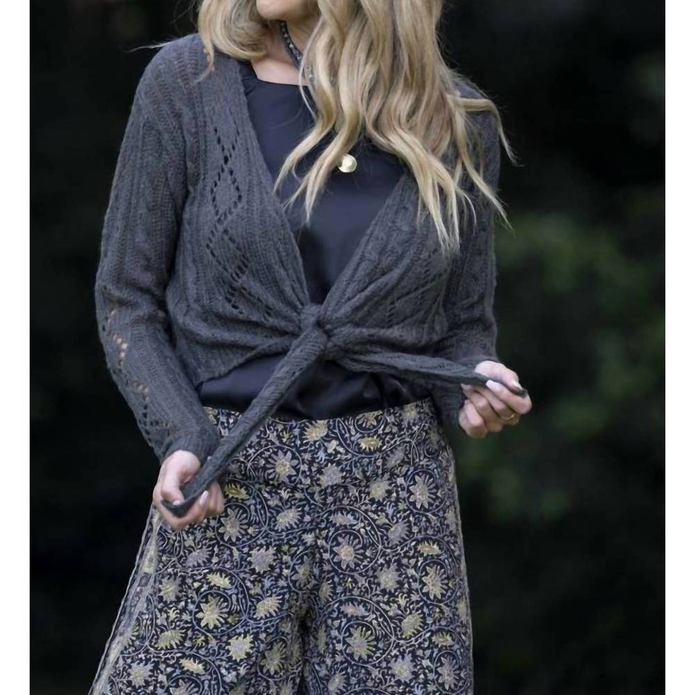 NEW CIENNA knit tie top in charcoal